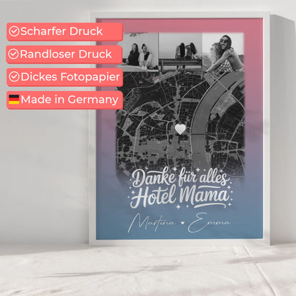 Personalisiertes Mama Poster mit 4 Fotos und Karte Einfach mal Danke sagen