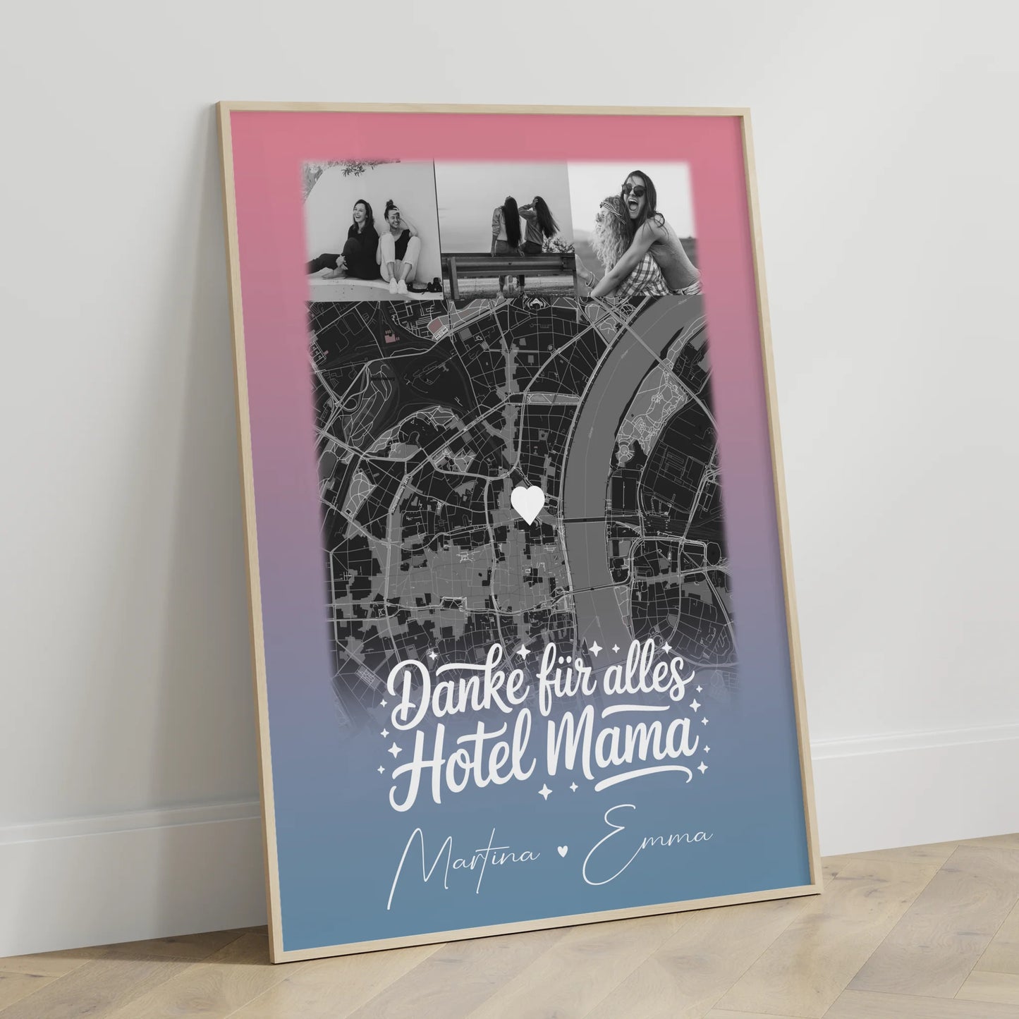 Personalisiertes Mama Poster mit 4 Fotos und Karte Einfach mal Danke sagen