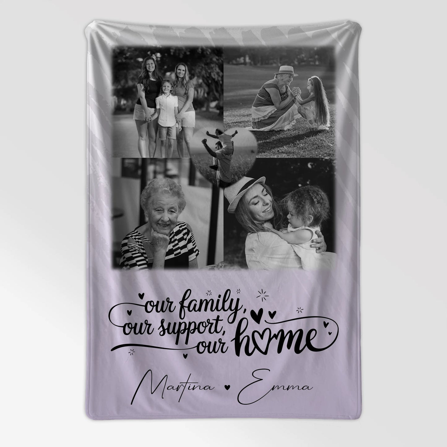 Kuscheldecke Mit Namen Und Motiv 4 Fotos Und 1 Herz Foto Our Family 7