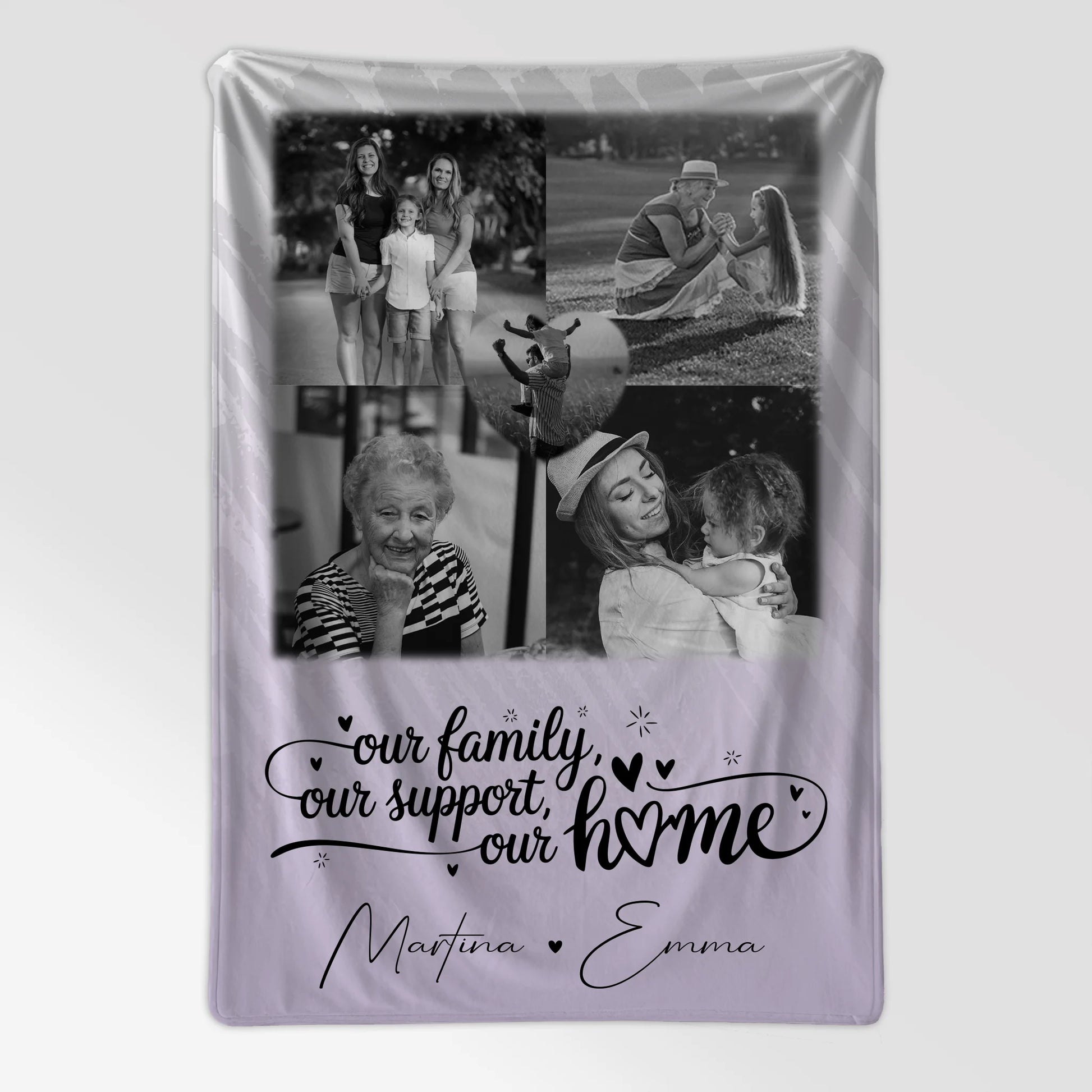 Kuscheldecke Mit Namen Und Motiv 4 Fotos Und 1 Herz Foto Our Family 7