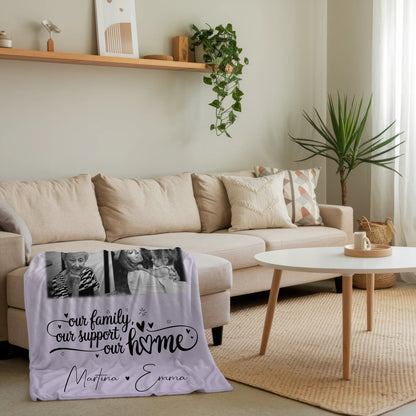Kuscheldecke Mit Namen Und Motiv 4 Fotos Und 1 Herz Foto Our Family 4