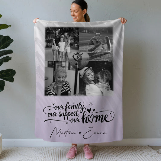 Kuscheldecke Mit Namen Und Motiv 4 Fotos Und 1 Herz Foto Our Family 1