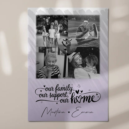 Familienbild Personalisiert Fotoboard mit 4 Fotos und Herz Foto Our Family 7