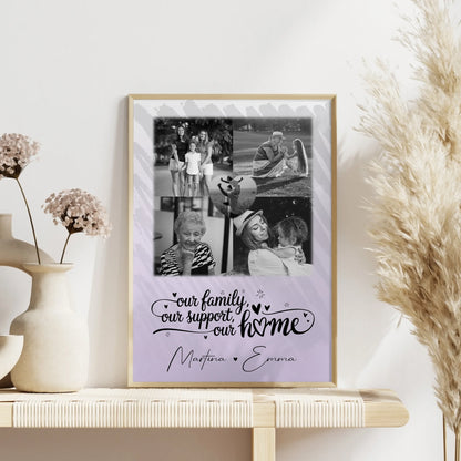 Poster Familie Mit Namen 4 Fotos und 1 Herz Foto Our family