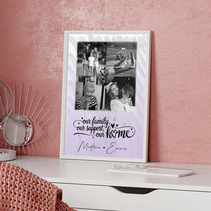 Poster Familie Mit Namen 4 Fotos und 1 Herz Foto Our family