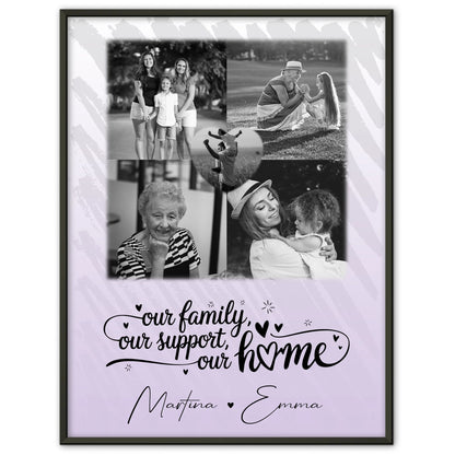 Poster Familie Mit Namen 4 Fotos und 1 Herz Foto Our family