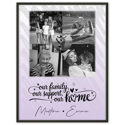 Poster Familie Mit Namen 4 Fotos und 1 Herz Foto Our family