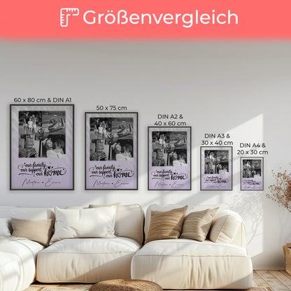 Poster Familie Mit Namen 4 Fotos und 1 Herz Foto Our family