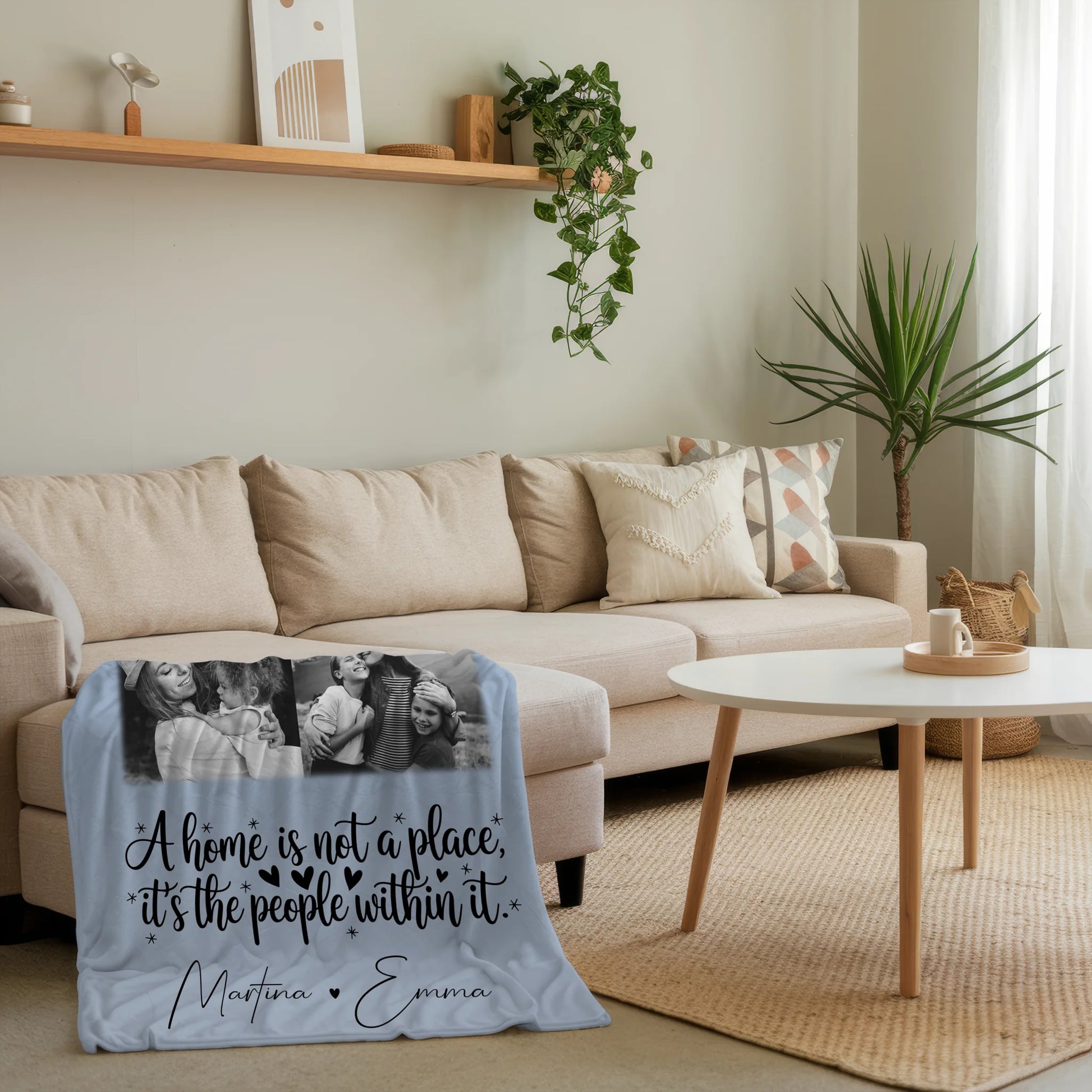 Personalisierte Decke Mit Namen 3 Fotos 1 Herz Foto Karte Home is 4