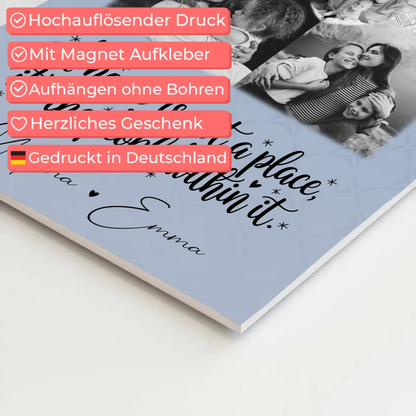 Familienbild Personalisiert mit 3 Fotos und Herz Foto Karte Home is 10