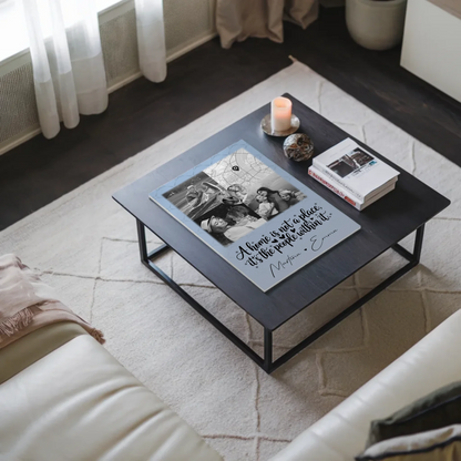 Familienbild Personalisiert mit 3 Fotos und Herz Foto Karte Home is