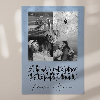 Familienbild Personalisiert mit 3 Fotos und Herz Foto Karte Home is