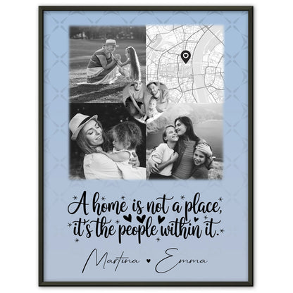 Poster Familie Mit Namen Home is mit 3 Fotos 1 Herz Foto Karte