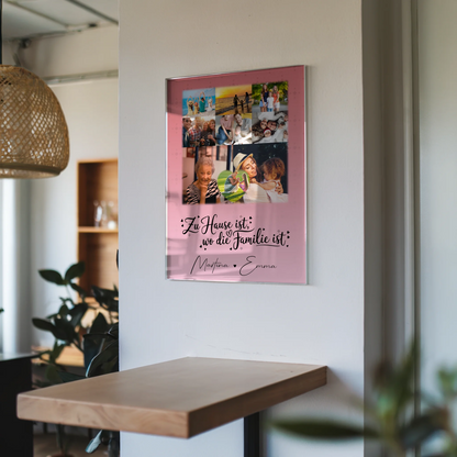 Familienbild Personalisiert mit 8 Fotos und Herz Foto Zu Hause ist der Ort der Liebe