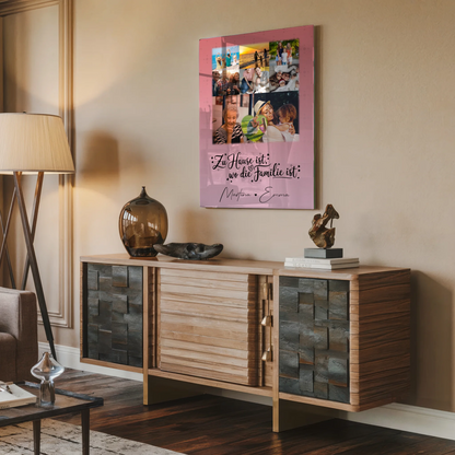 Familienbild Personalisiert mit 8 Fotos und Herz Foto Zu Hause ist der Ort der Liebe