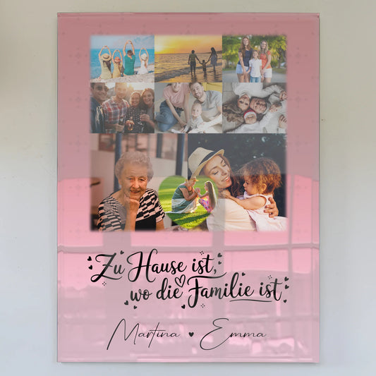 Familienbild Personalisiert mit 8 Fotos und Herz Foto Zu Hause ist der Ort der Liebe