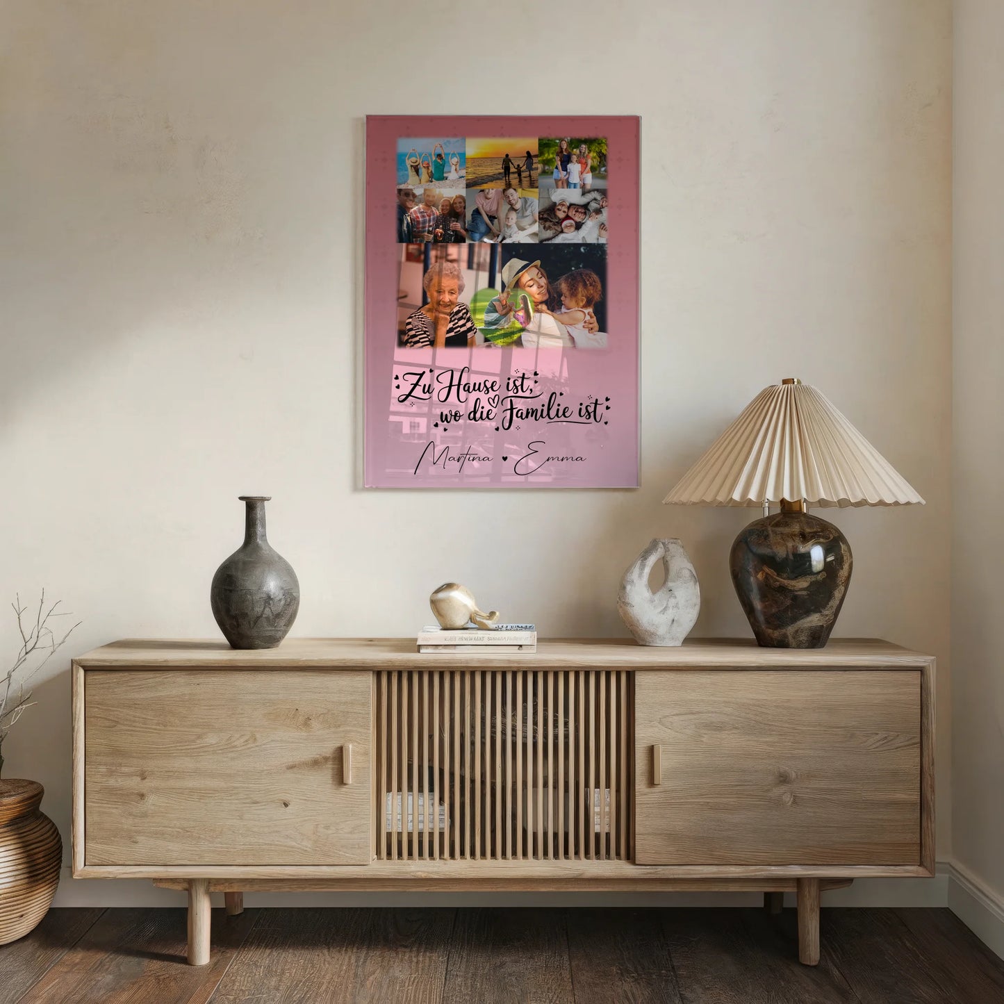 Familienbild Personalisiert mit 8 Fotos und Herz Foto Zu Hause ist der Ort der Liebe