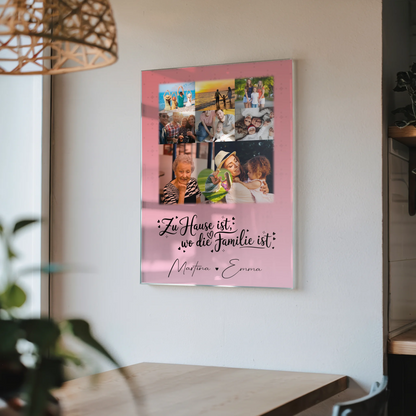 Familienbild Personalisiert mit 8 Fotos und Herz Foto Zu Hause ist der Ort der Liebe