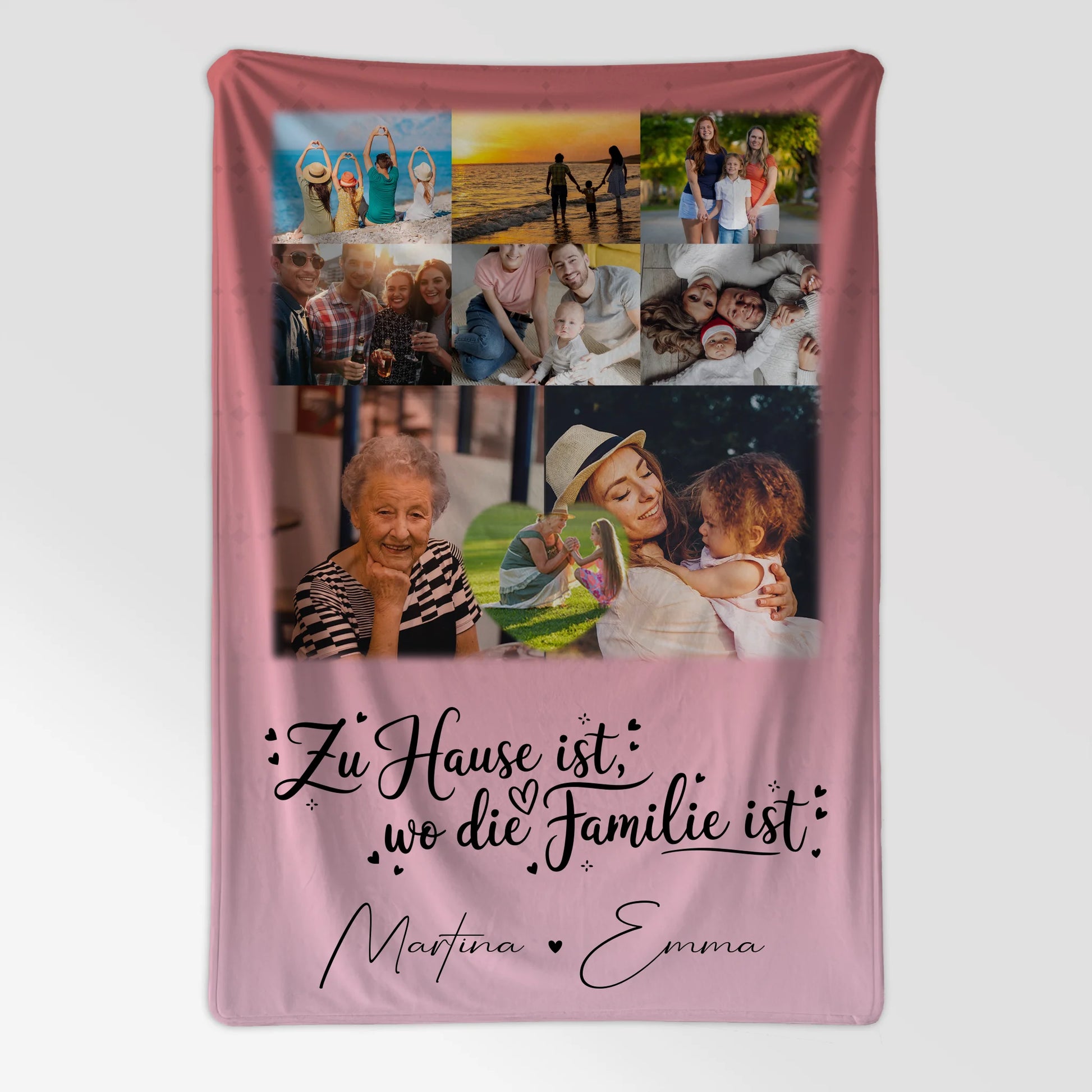 Personalisierte Decke Mit Namen 8 Fotos und 1 Herz Foto Zu Hause ist dein Wohlfühlort 7