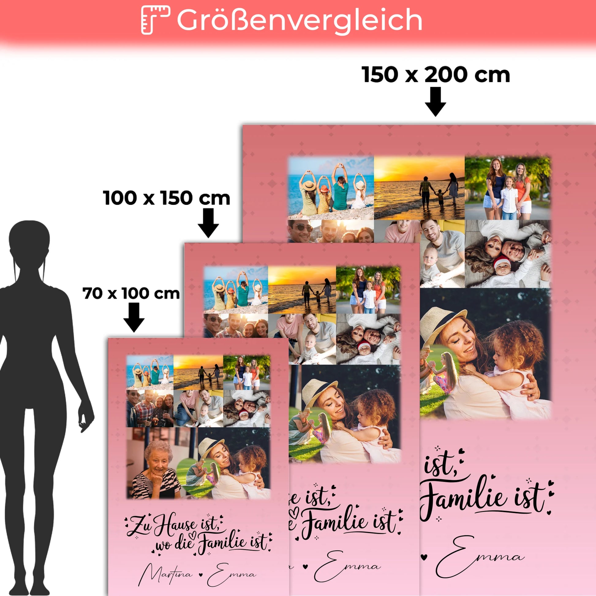 Personalisierte Decke Mit Namen 8 Fotos und 1 Herz Foto Zu Hause ist dein Wohlfühlort 5