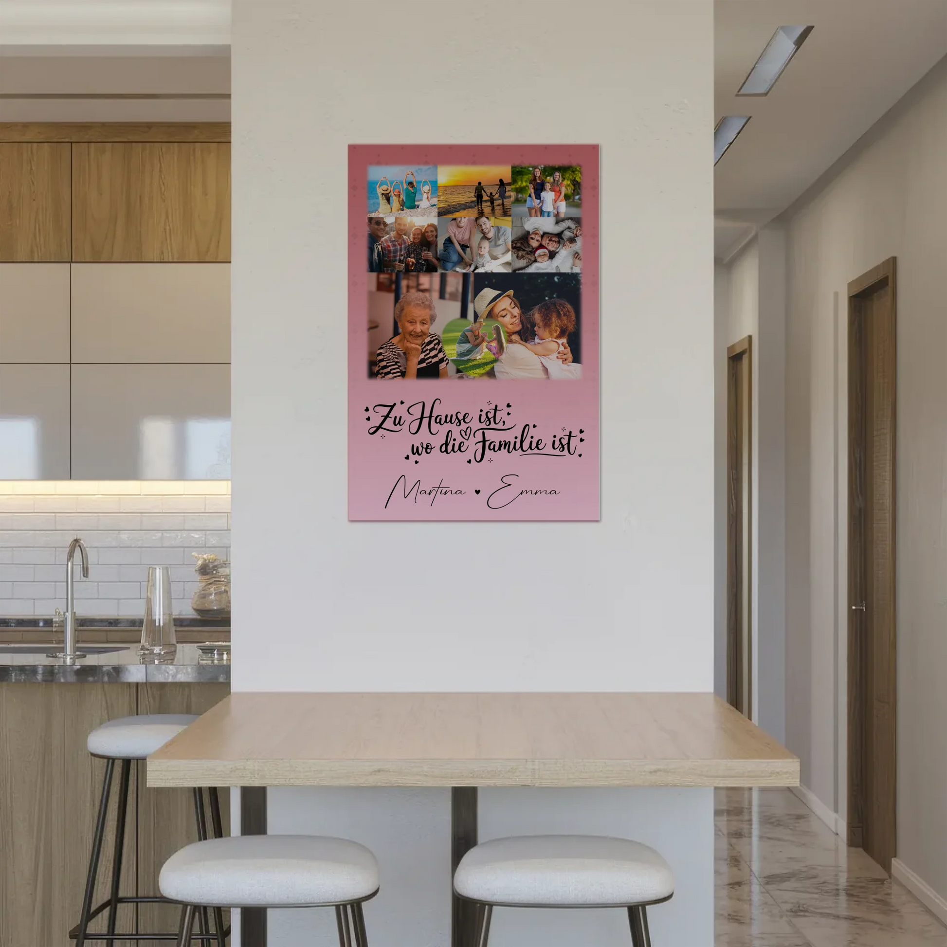Familienbild Personalisiert mit 8 Fotos und 1 Herz Foto Zu Hause ist dein persönliches Geschenk 2
