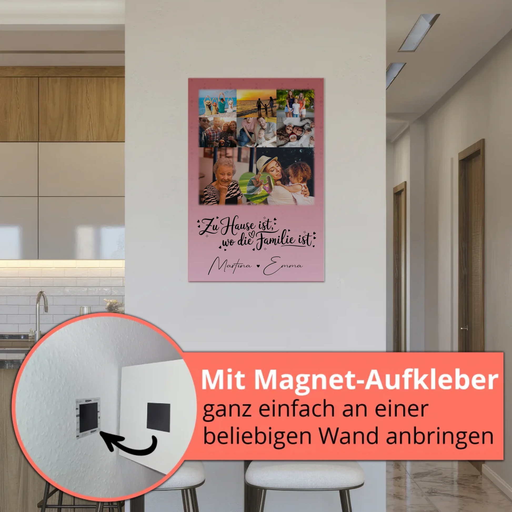 Familienbild Personalisiert mit 8 Fotos und 1 Herz Foto Zu Hause ist dein persönliches Geschenk 5