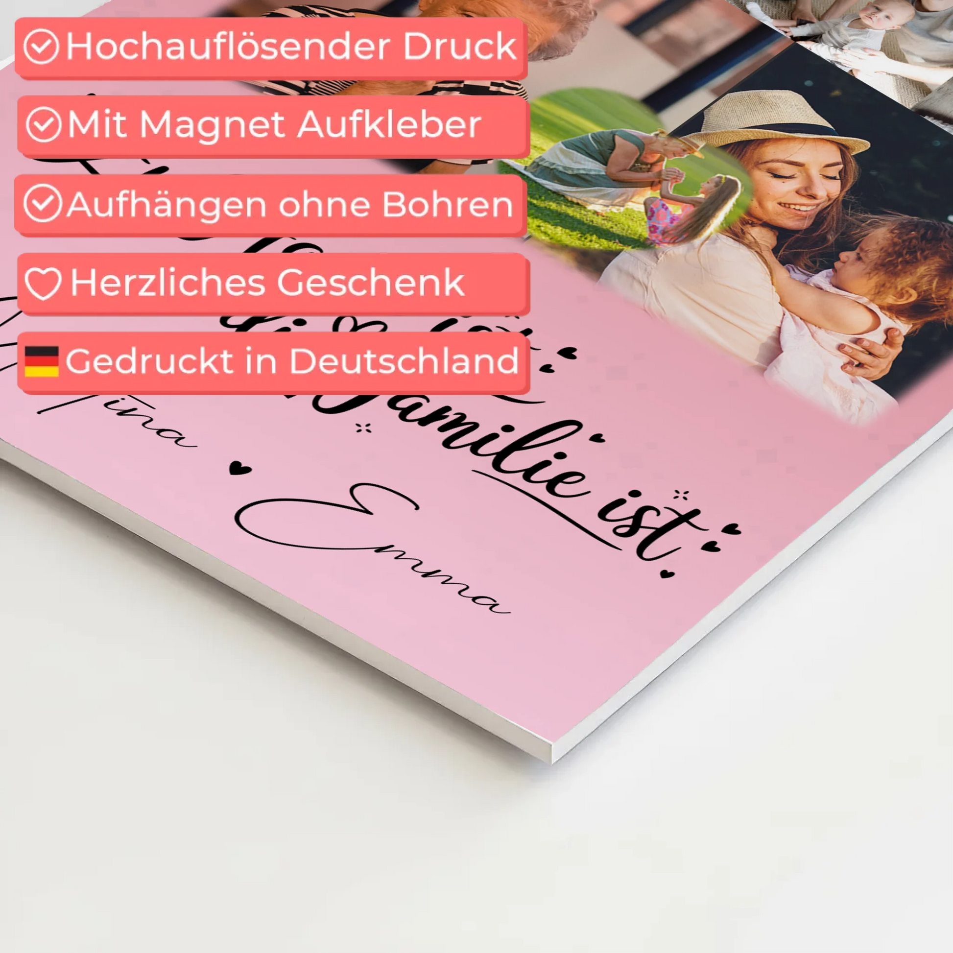 Familienbild Personalisiert mit 8 Fotos und 1 Herz Foto Zu Hause ist dein persönliches Geschenk 4