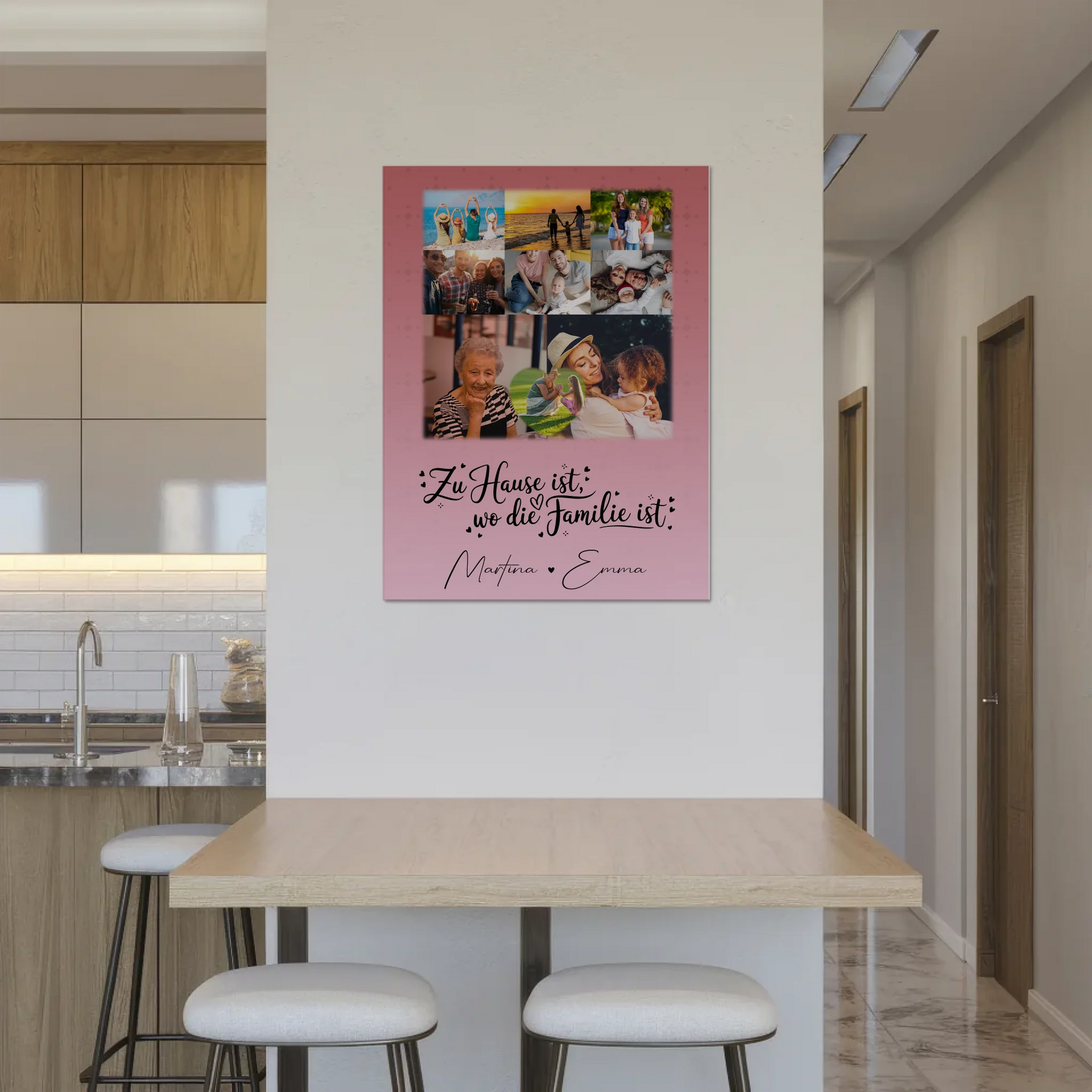 Familienbild Personalisiert mit 8 Fotos und 1 Herz Foto Zu Hause ist dein persönliches Geschenk 8