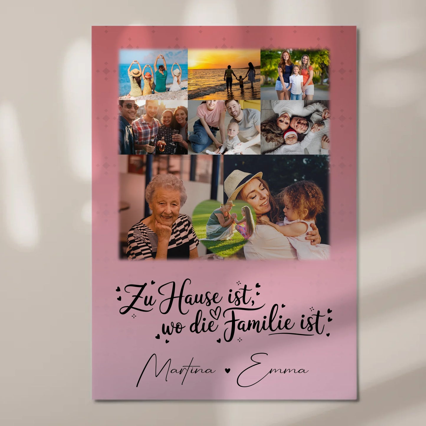 Familienbild Personalisiert mit 8 Fotos und 1 Herz Foto Zu Hause ist dein persönliches Geschenk 7