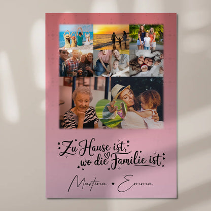 Familienbild Personalisiert mit 8 Fotos und 1 Herz Foto Zu Hause ist dein persönliches Geschenk