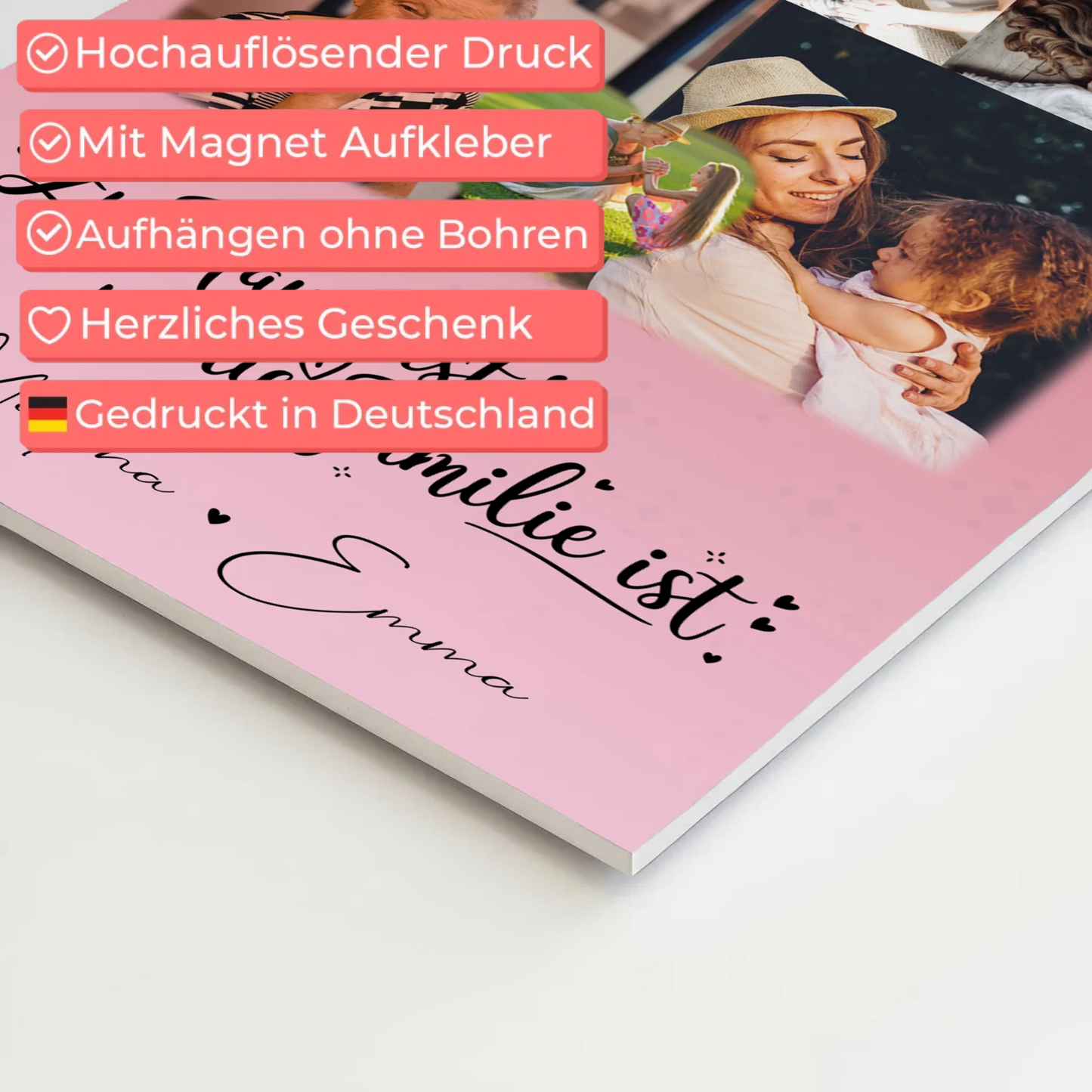 Familienbild Personalisiert mit 8 Fotos und 1 Herz Foto Zu Hause ist dein persönliches Geschenk