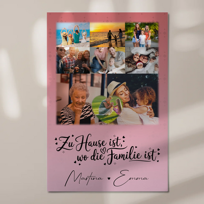 Familienbild Personalisiert mit 8 Fotos und 1 Herz Foto Zu Hause ist dein persönliches Geschenk