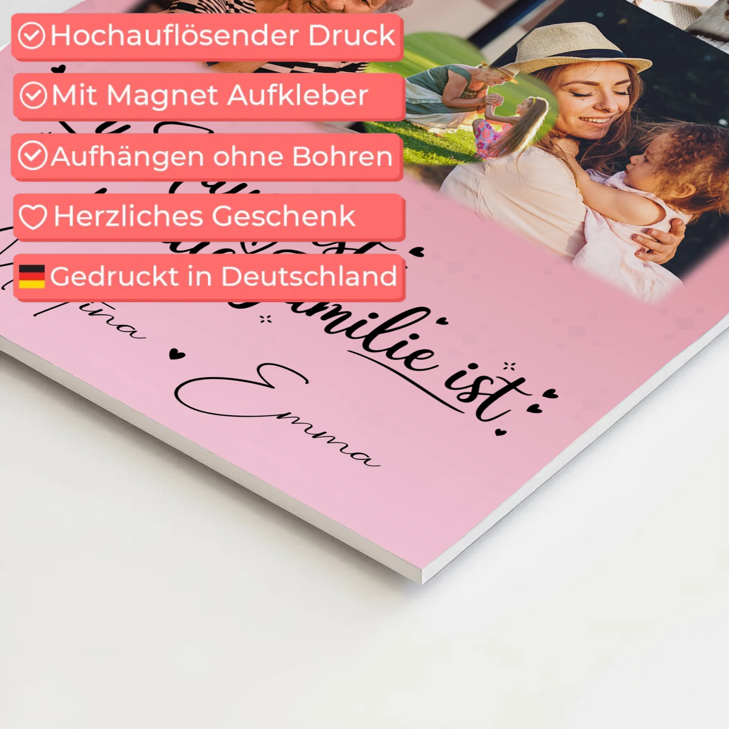 Familienbild Personalisiert mit 8 Fotos und 1 Herz Foto Zu Hause ist dein persönliches Geschenk