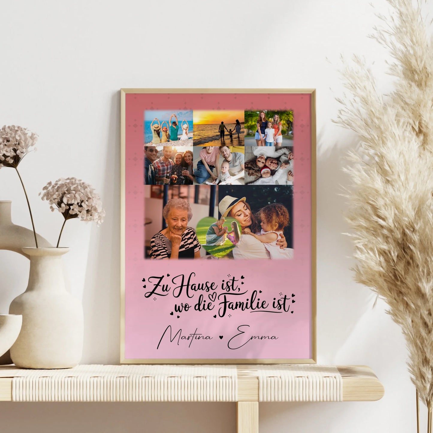 Poster Familie Namen Zu Hause ist wo Liebe wohnt mit 8 Fotos und 1 Herz Foto