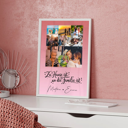 Poster Familie Namen Zu Hause ist wo Liebe wohnt mit 8 Fotos und 1 Herz Foto