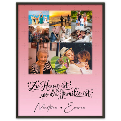 Poster Familie Namen Zu Hause ist wo Liebe wohnt mit 8 Fotos und 1 Herz Foto