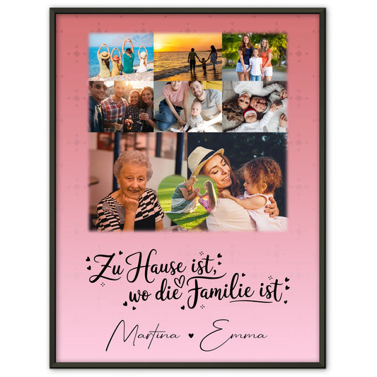 Poster Familie Namen Zu Hause ist wo Liebe wohnt mit 8 Fotos und 1 Herz Foto