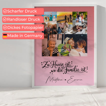Poster Familie Namen Zu Hause ist wo Liebe wohnt mit 8 Fotos und 1 Herz Foto