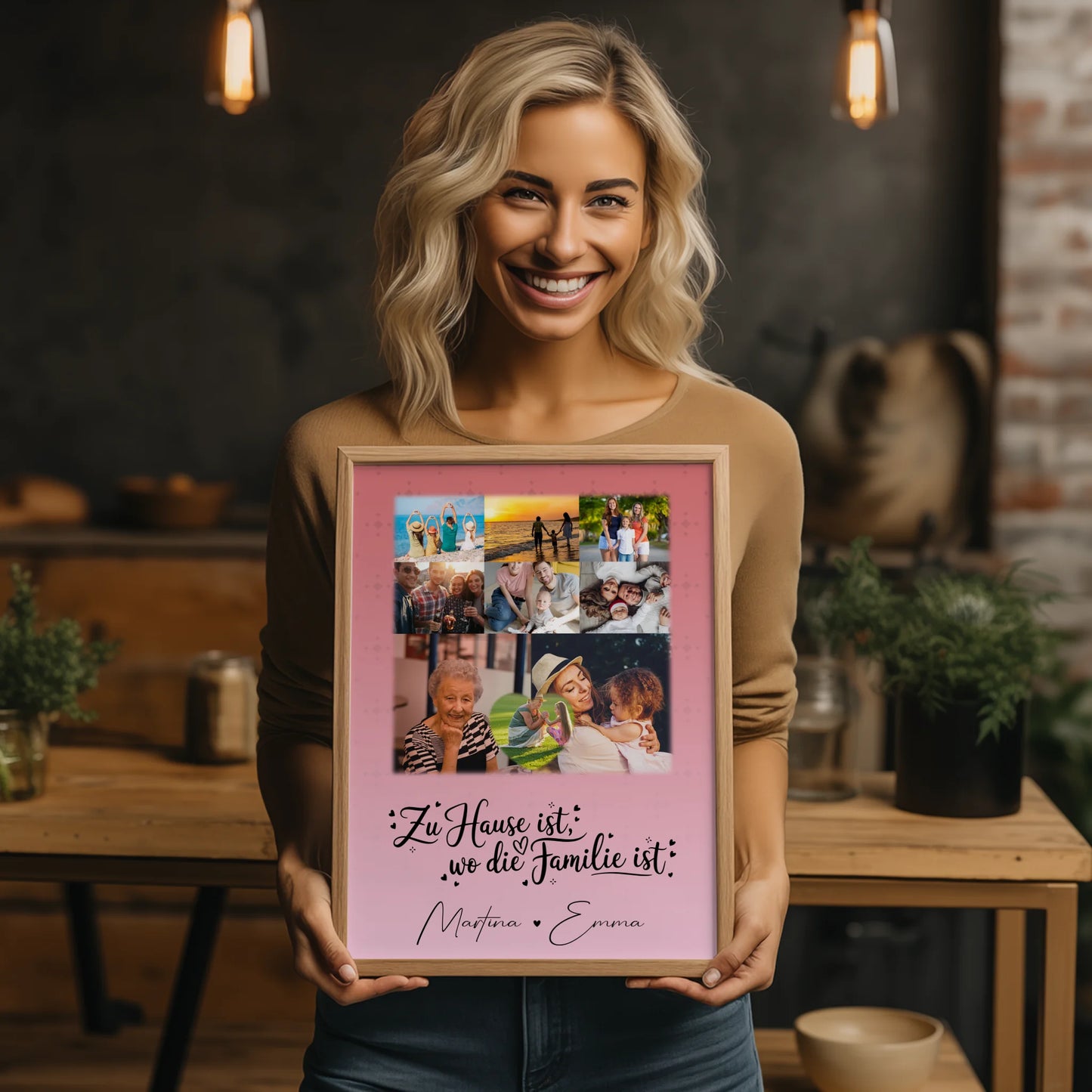 Poster Familie Namen Zu Hause ist wo Liebe wohnt mit 8 Fotos und 1 Herz Foto