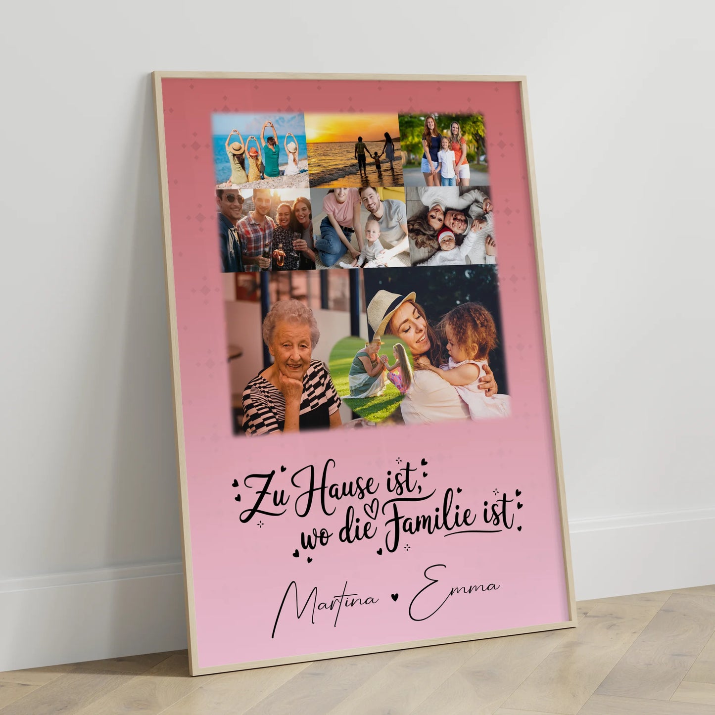 Poster Familie Namen Zu Hause ist wo Liebe wohnt mit 8 Fotos und 1 Herz Foto