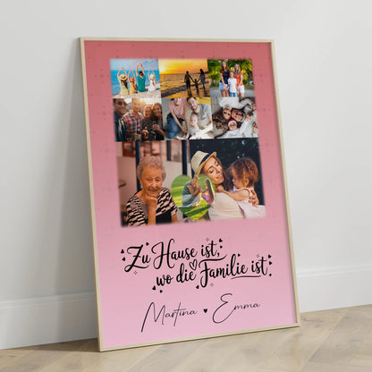 Poster Familie Namen Zu Hause ist wo Liebe wohnt mit 8 Fotos und 1 Herz Foto