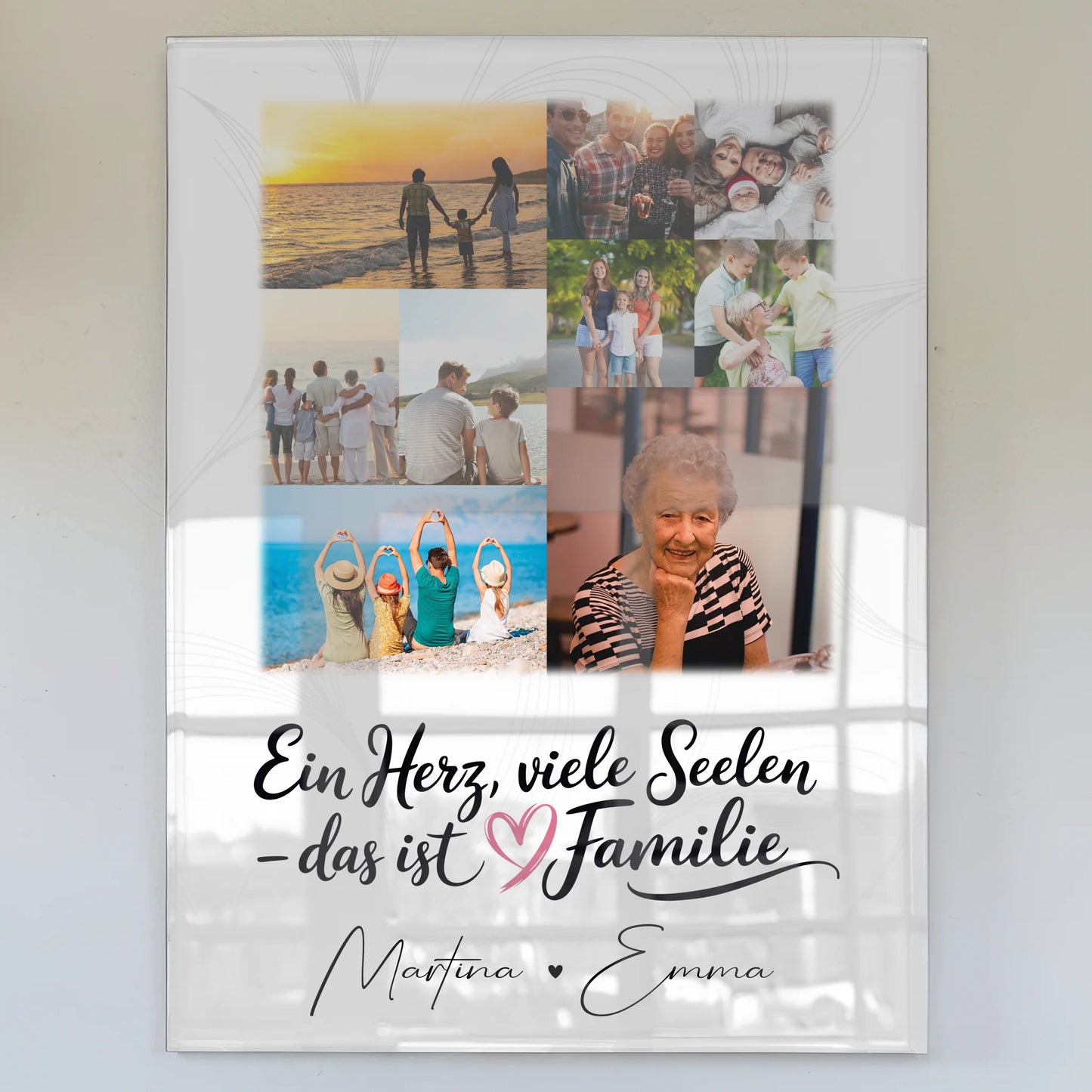Wandbild Familie Personalisiert mit 9 Fotos Ein Herz viele Seelen personalisiertes Geschenk