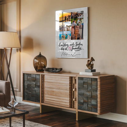 Wandbild Familie Personalisiert mit 9 Fotos Ein Herz viele Seelen personalisiertes Geschenk