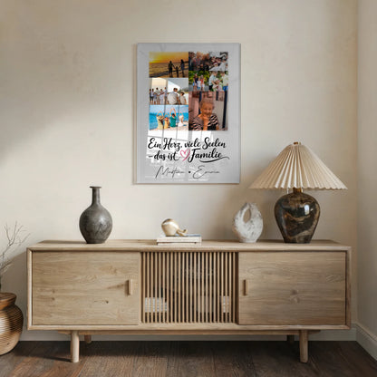 Wandbild Familie Personalisiert mit 9 Fotos Ein Herz viele Seelen personalisiertes Geschenk