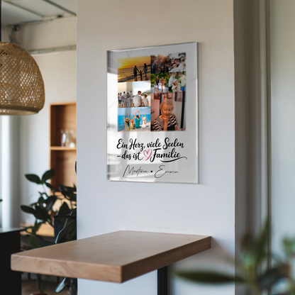 Wandbild Familie Personalisiert mit 9 Fotos Ein Herz viele Seelen personalisiertes Geschenk