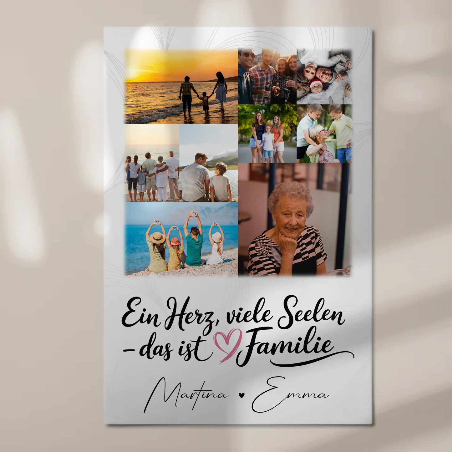 Familienbild Personalisiert Fotoboard mit 9 Fotos Ein Herz viele Seelen personalisiertes Geschenk 1