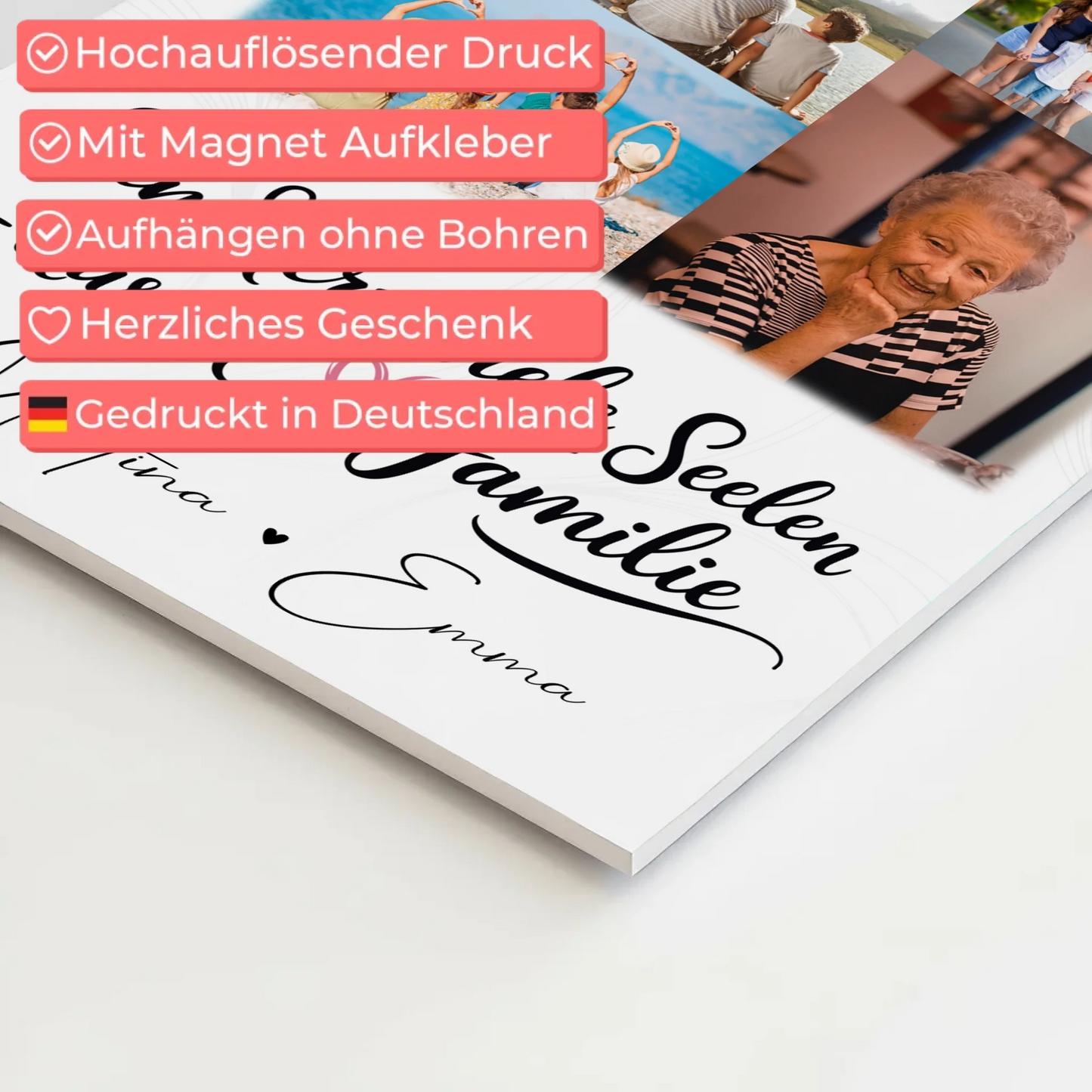 Familienbild Personalisiert Fotoboard mit 9 Fotos Ein Herz viele Seelen personalisiertes Geschenk 4