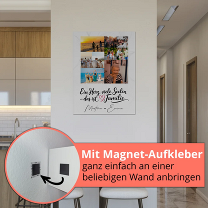 Familienbild Personalisiert Fotoboard mit 9 Fotos Ein Herz viele Seelen personalisiertes Geschenk