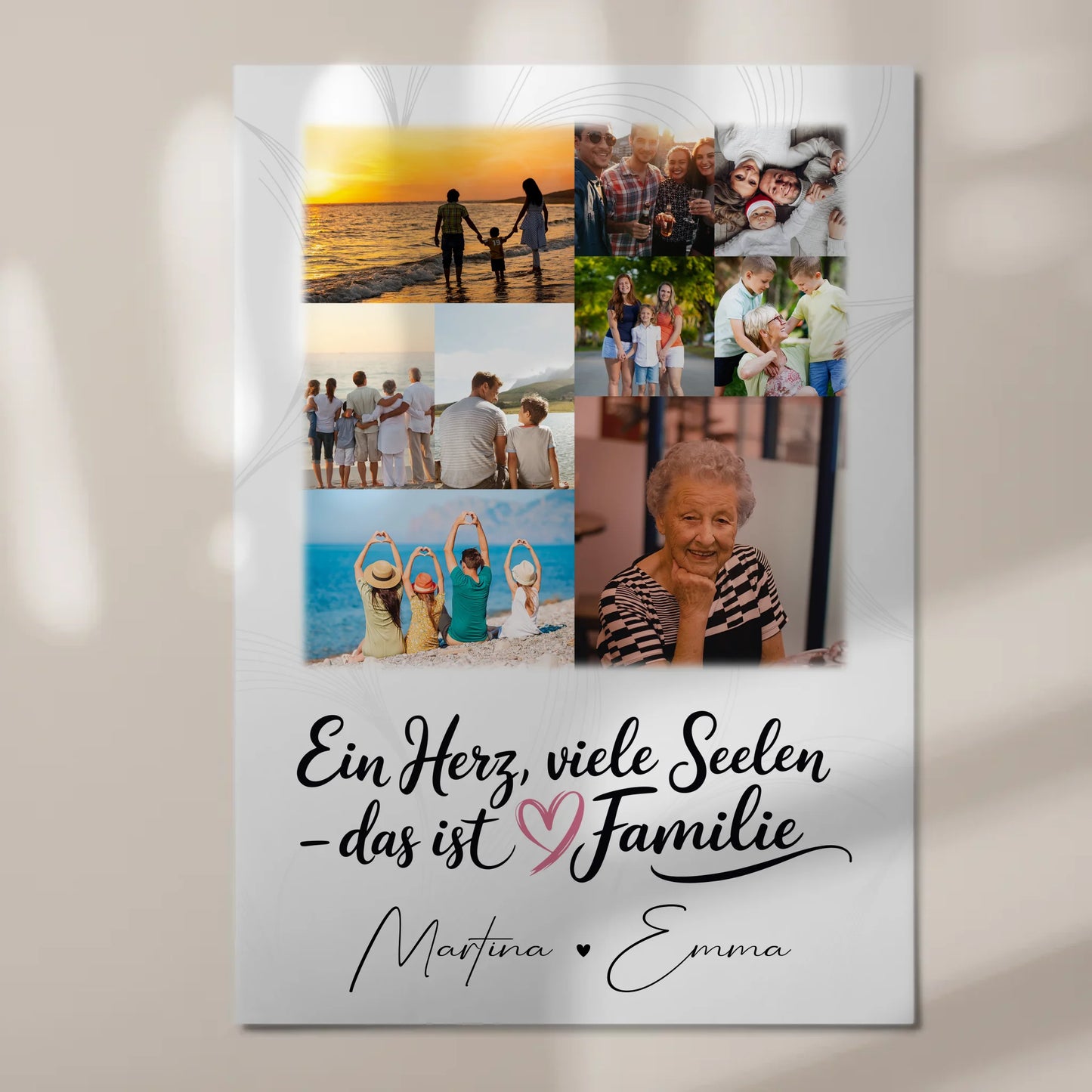 Familienbild Personalisiert Fotoboard mit 9 Fotos Ein Herz viele Seelen personalisiertes Geschenk 7