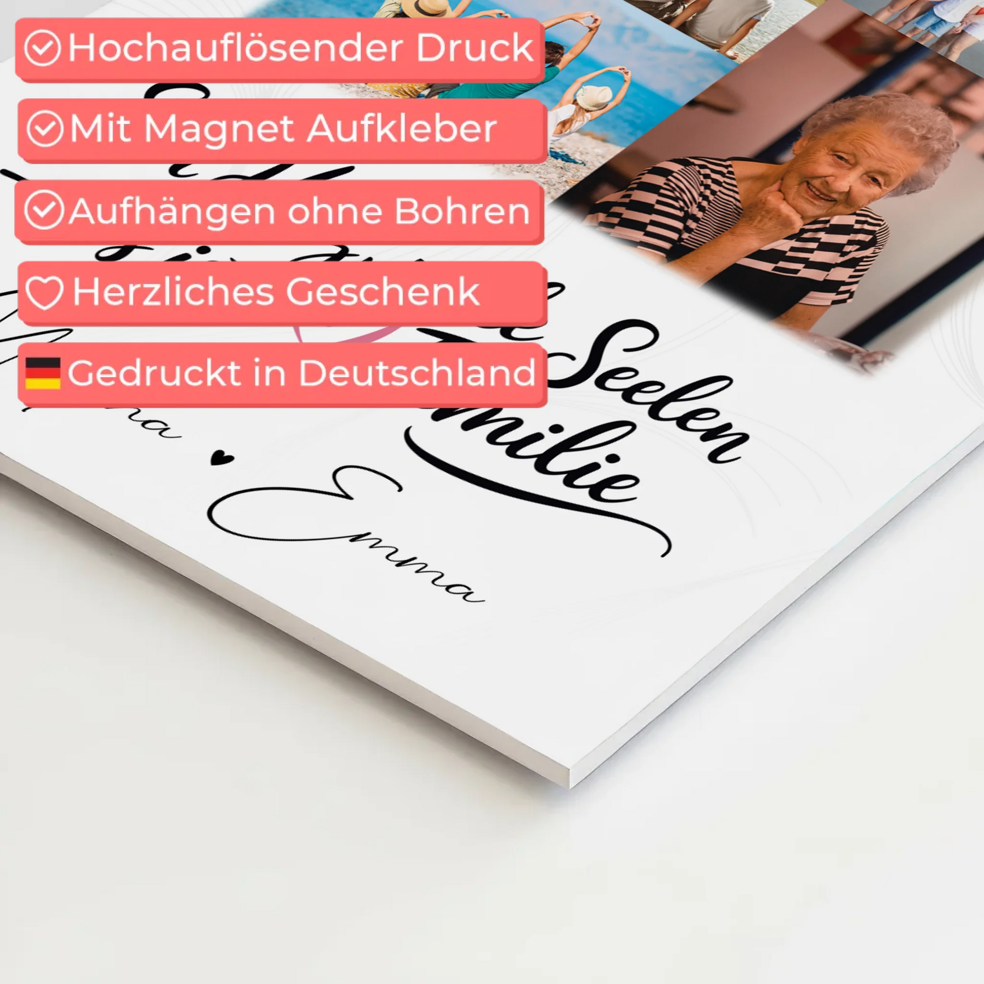 Familienbild Personalisiert Fotoboard mit 9 Fotos Ein Herz viele Seelen personalisiertes Geschenk 10